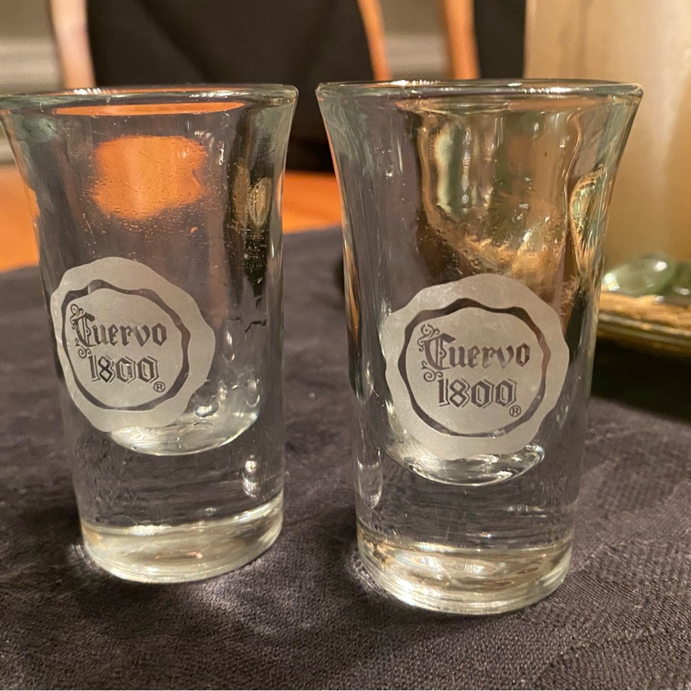 Pair of Cuervo 1800 shot glasses